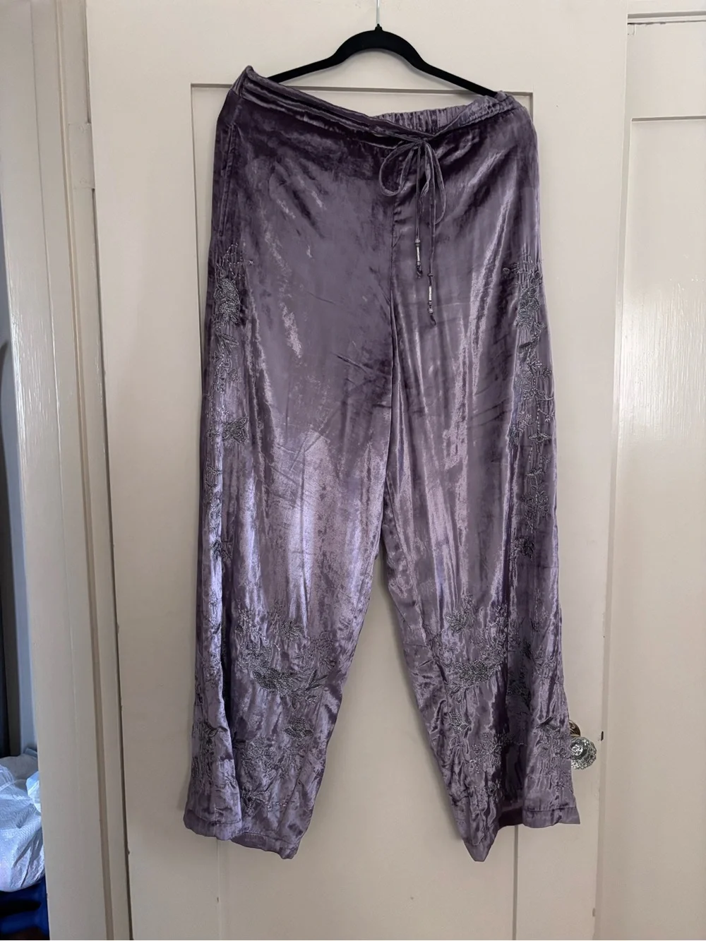 Free People Very RARE Crushed Velvet Pajama Set - Lilac Silver Gray - Picture 16 of 16